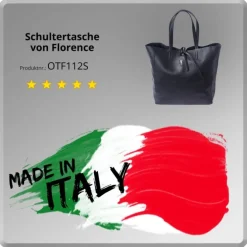Florence ital. Shopper Echtleder Damen Business schwarz OTF112S