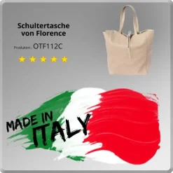 Florence ital. Shopper Echtleder Damen Business beige OTF112C
