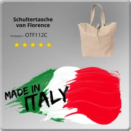Florence ital. Shopper Echtleder Damen Business beige OTF112C