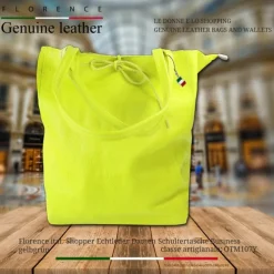Florence ital. Shopper Echtleder Damen Business gelbgrün OTM107Y