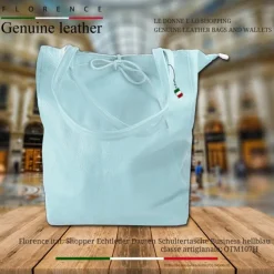 Florence ital. Shopper Echtleder Damen Business hellblau OTM107H