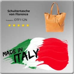 Florence ital. Shopper Echtleder Damen Business cognac OTF112N