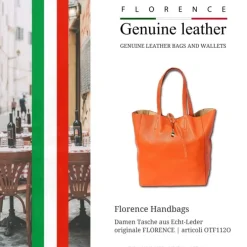 Florence ital. Shopper Echtleder Damen Business orange OTF112O