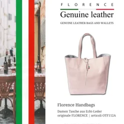 Florence ital. Shopper Echtleder Damen Business rosa OTF112A