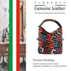 Florence ital. Shopper Echtleder Damen Patchwork farbig OTM101F