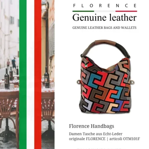 Florence ital. Shopper Echtleder Damen Patchwork farbig OTM101F