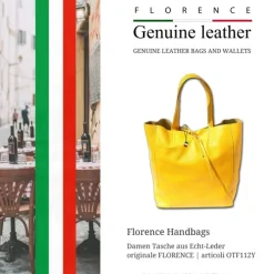 Florence ital. Shopper Echtleder Damen Business gelb OTF112Y