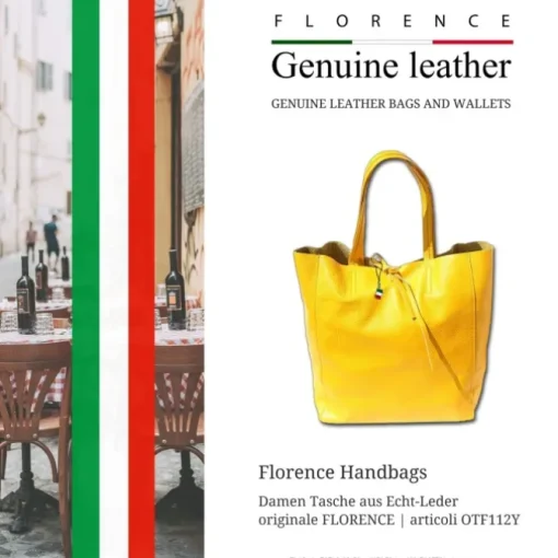 Florence ital. Shopper Echtleder Damen Business gelb OTF112Y