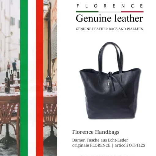 Florence ital. Shopper Echtleder Damen Business schwarz OTF112S
