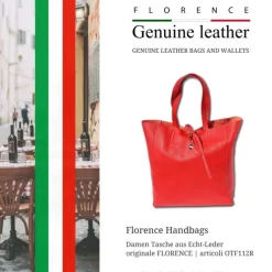 Florence ital. Shopper Echtleder Damen Business rot OTF112R