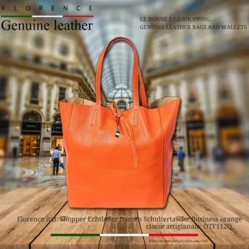 Florence ital. Shopper Echtleder Damen Business orange OTF112O