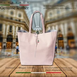 Florence ital. Shopper Echtleder Damen Business rosa OTF112A