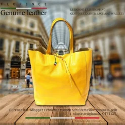 Florence ital. Shopper Echtleder Damen Business gelb OTF112Y