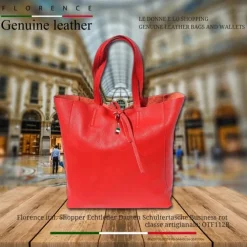 Florence ital. Shopper Echtleder Damen Business rot OTF112R