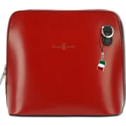 Florence Mini Damen Handtasche echtes Leder rot schwarz OTF109R
