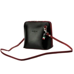 Florence Mini Damen Handtasche echtes Leder schwarz rot OTF109S