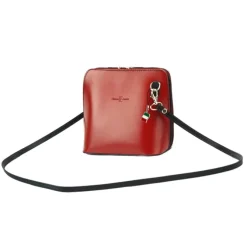 Florence Mini Damen Handtasche echtes Leder rot schwarz OTF109R