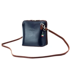 Florence Mini Damen Handtasche echtes Leder blau, braun OTF109B