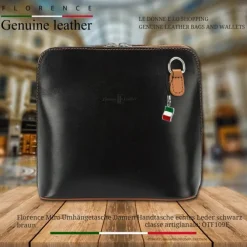 Florence Mini Damen Handtasche echtes Leder schwarz braun OTF109F
