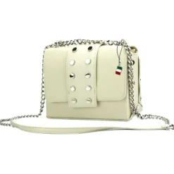 Florence Nieten Abendtasche Echtleder Damen beige OTF143C