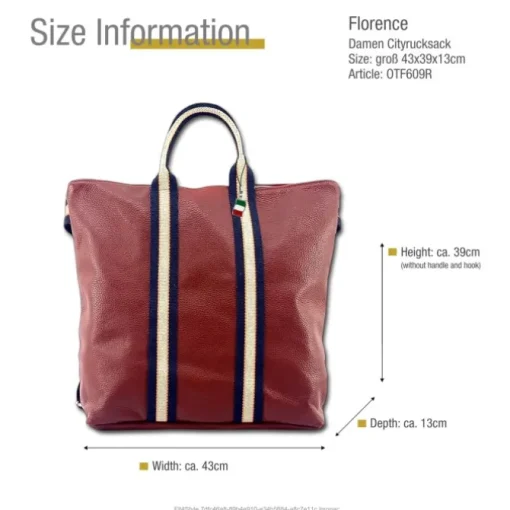 Florence Rucksack Damen Daypack Echtleder rot OTF609R