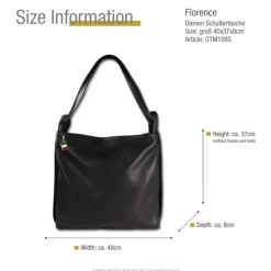 Florence Rucksack Damen Daypack Echtleder schwarz OTM108S