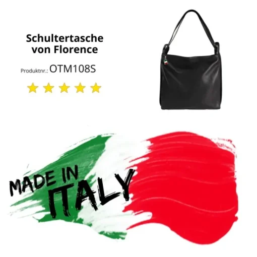 Florence Rucksack Damen Daypack Echtleder schwarz OTM108S