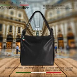 Florence Rucksack Damen Daypack Echtleder schwarz OTM108S