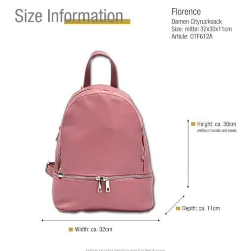 Florence Rucksack Damen Echtleder Cityrucksack rosa OTF612A
