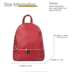 Florence Rucksack Damen Echtleder Cityrucksack rot OTF612R