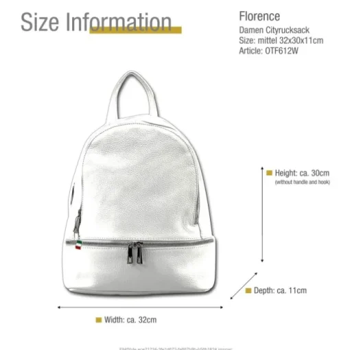 Florence Rucksack Damen Echtleder Cityrucksack weiß OTF612W