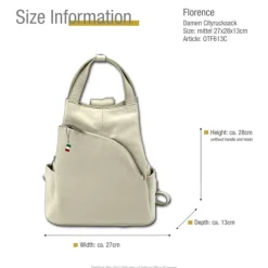 Florence Rucksack Damen Echtleder Cityrucksack hellgrau OTF613C