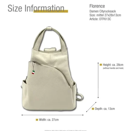 Florence Rucksack Damen Echtleder Cityrucksack hellgrau OTF613C