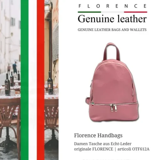 Florence Rucksack Damen Echtleder Cityrucksack rosa OTF612A