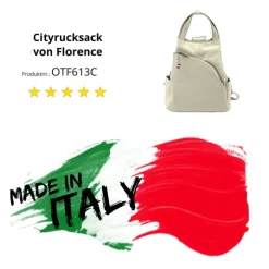 Florence Rucksack Damen Echtleder Cityrucksack hellgrau OTF613C