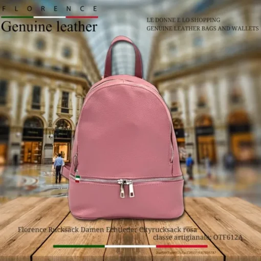 Florence Rucksack Damen Echtleder Cityrucksack rosa OTF612A