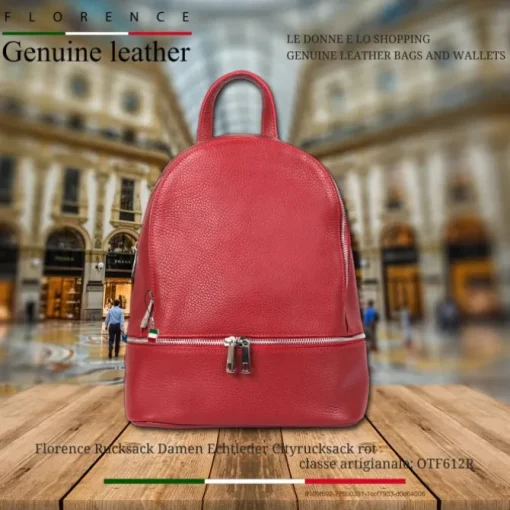 Florence Rucksack Damen Echtleder Cityrucksack rot OTF612R