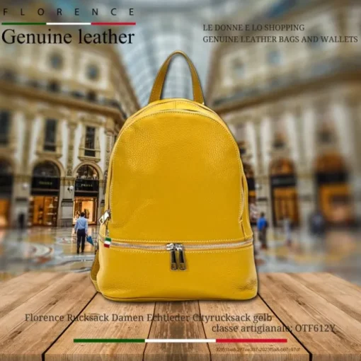 Florence Rucksack Damen Echtleder Cityrucksack gelb OTF612Y