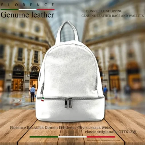 Florence Rucksack Damen Echtleder Cityrucksack weiß OTF612W