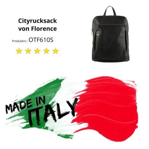 Florence Rucksack Damen Echtleder Cityrucksack schwarz OTF610S
