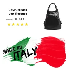 Florence Rucksack Damen Echtleder Cityrucksack schwarz OTF613S