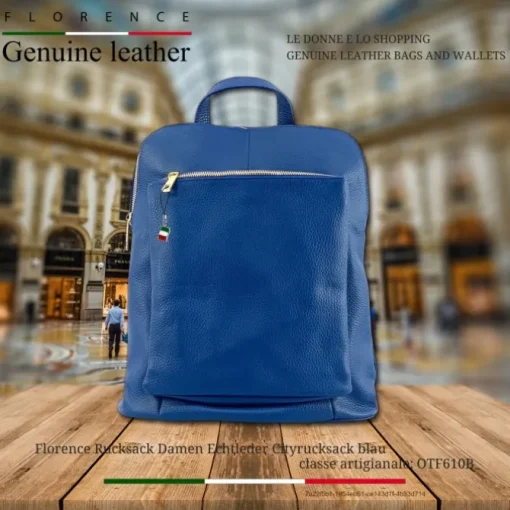 Florence Rucksack Damen Echtleder Cityrucksack blau OTF610B