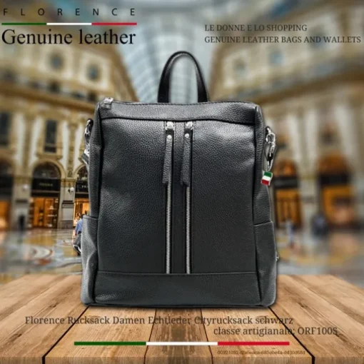 Florence Rucksack Damen Echtleder Cityrucksack schwarz ORF100S