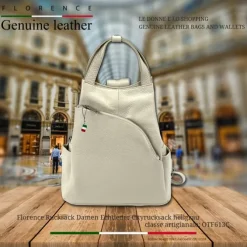 Florence Rucksack Damen Echtleder Cityrucksack hellgrau OTF613C