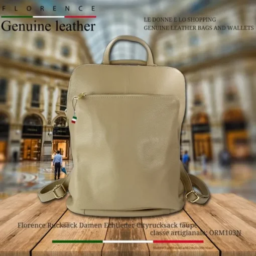 Florence Rucksack Damen Echtleder Cityrucksack taupe ORM103N
