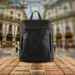 Florence Rucksack Damen Echtleder Cityrucksack schwarz OTF610S