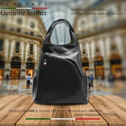 Florence Rucksack Damen Echtleder Cityrucksack schwarz OTF613S