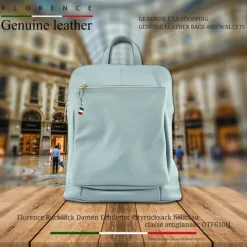 Florence Rucksack Damen Echtleder Cityrucksack hellblau OTF610H