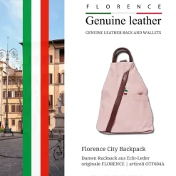 Florence Rucksack Echtleder rosa Damen Rucksacktasche OTF604A
