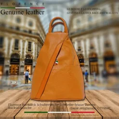 Florence Rucksack Echtleder braun Damen Rucksacktasche OTF604C